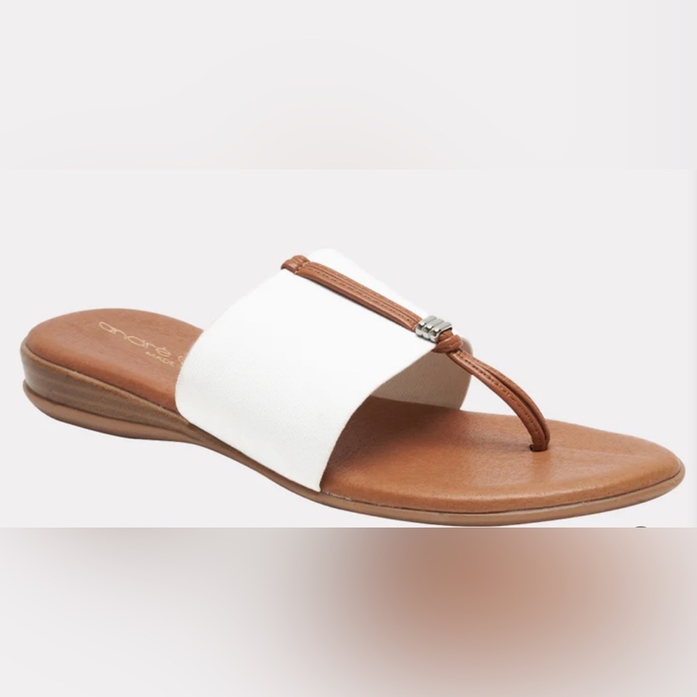 Andre Assous Women's White and Tan Sandals